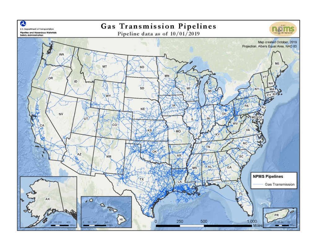 Map of natural gas pipelines